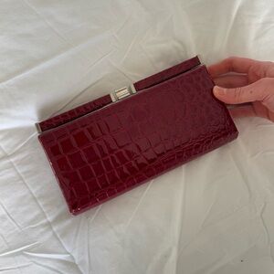 Elegant Burgundy Crocodile LOFT Clutch